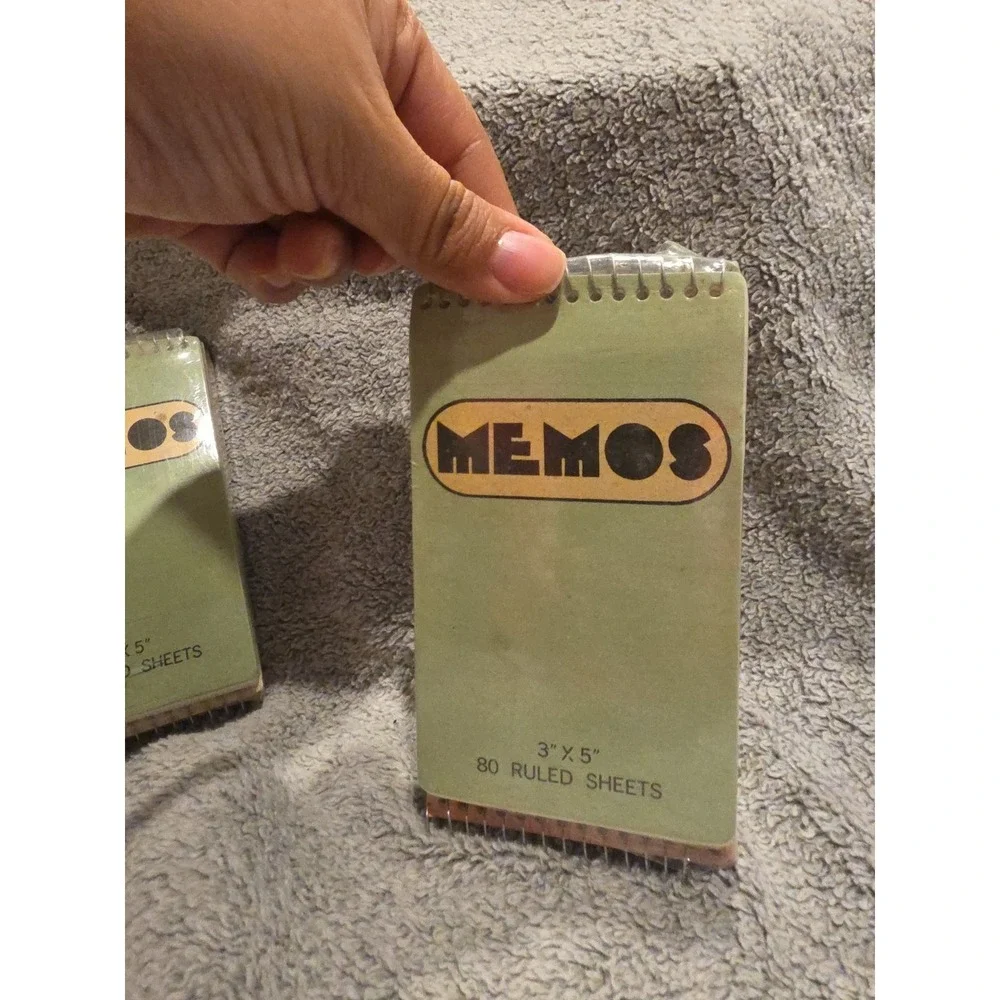 Vintage MEMOS Note Pads New Old‎ Stock Pink Green Yellow 6 Pads 3